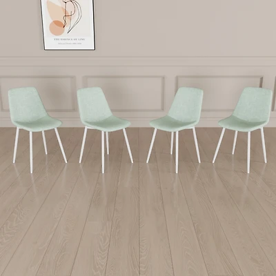 Streamdale Modern Linen Dining Chairs (Set of 4, Light Green)