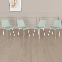 Streamdale Modern Linen Dining Chairs (Set of 4, Light Green)