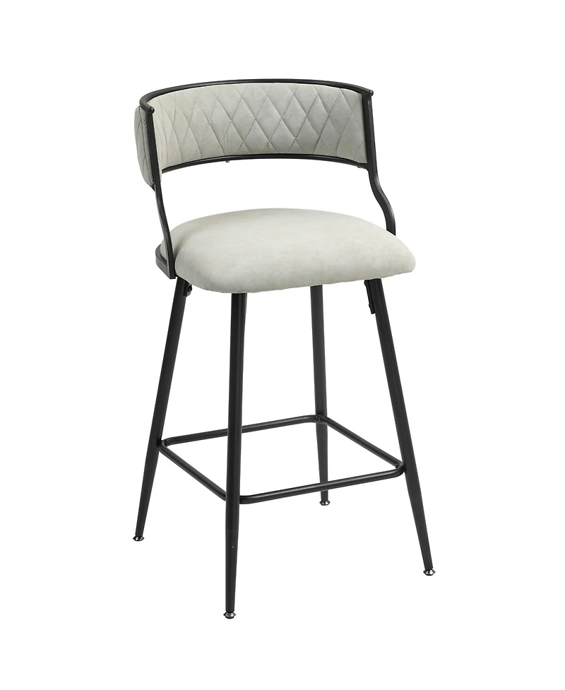 Streamdale Furniture Set Of 2, 26" Counter height bar stools Pu cover kitchen island counter bar stool with black powder coating base and footrest(Bei