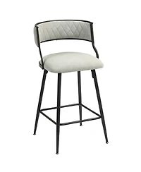 Streamdale Furniture Set Of 2, 26" Counter height bar stools Pu cover kitchen island counter bar stool with black powder coating base and footrest(Bei