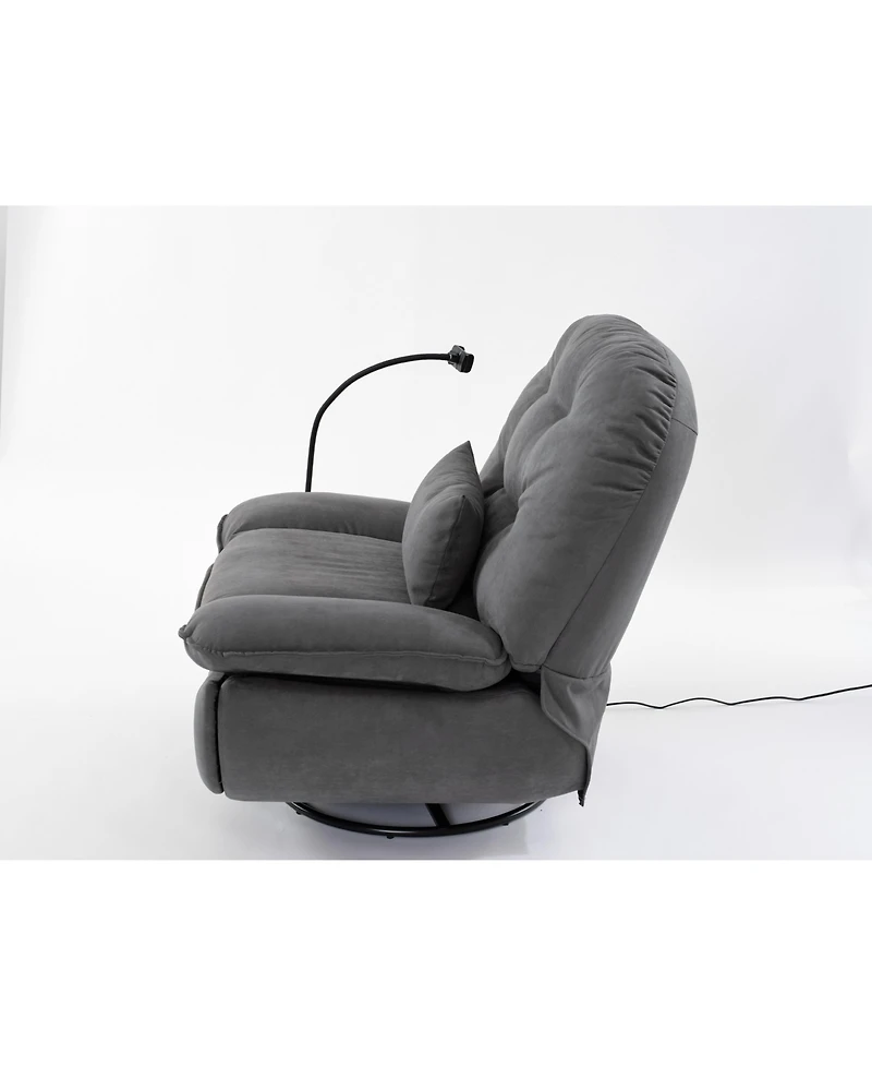 Power Recliner Swivel Glider Usb Charger With Bluetooth Music Player Different Function Sleep Working Game and Leisure Model Grey