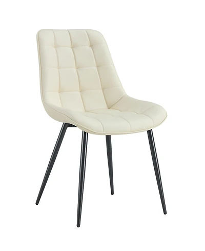 Streamdale Modern Cream White Fabric Dining Chair with Stylish Grid Pattern