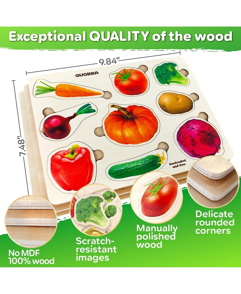 Quokka 3xSET Wooden Puzzles for Toddlers 1-3 – Montessori Toy