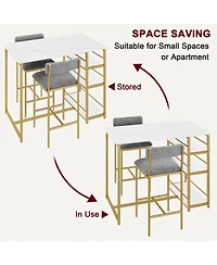 gaomon Dining Table Set for 2, Bar Table and Chairs for 2, Kitchen Table Set with 2 Upholstered Chairs,3 Large Storage Shelves,White