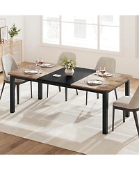 Industrial Dining Table for 68 People, 78.7" Long Kitchen Table, Wood Dining Table