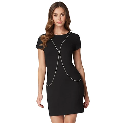 Bebe Women's T-shirt Rib Body Chain Dress