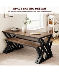 gaomon 45” Dining Table with Benches, Kitchen Table Set for 4-6, Rectangular Dining Room Table Set with Sturdy Metal Frame