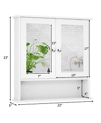 Sugift Bathroom Wall Mount Mirror Cabinet Organizer-White