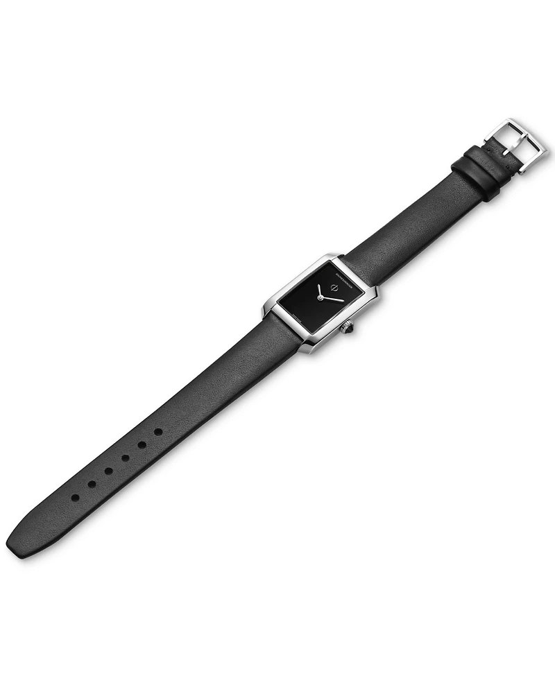 Baume & Mercier Women's Swiss Hampton Black Leather Strap Watch 35x22mm