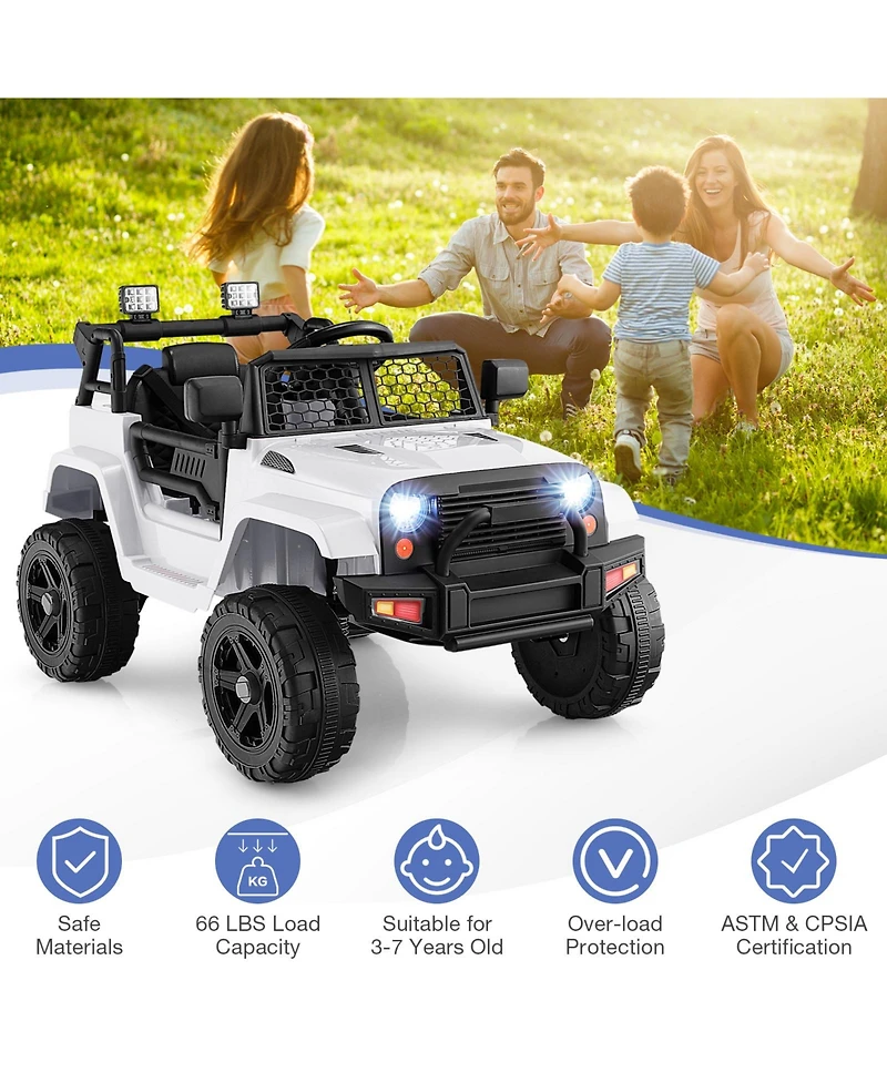 Sugift 12V Kids Ride On Truck with Remote Control and Headlights-White