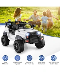 Sugift 12V Kids Ride On Truck with Remote Control and Headlights-White