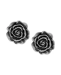 2028 Silver-Tone Flower Button Earrings