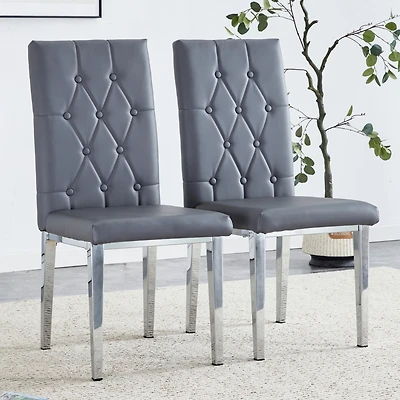 Streamdale Elegant Gray Dining Chairs with Vintage Charm