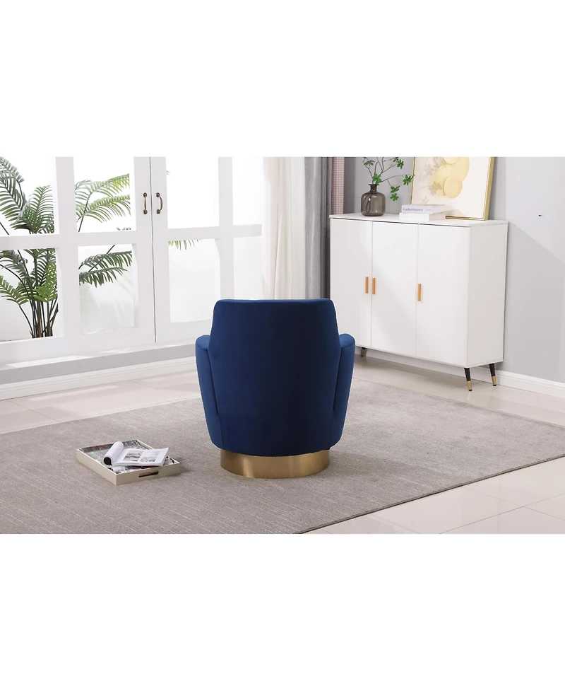 Velvet Swivel Barrel Chair, Swivel Accent Chairs Armchair for Living Room, Reading Chairs for Bedroom Comfy, Round Barrel Chairs with Gold Stainless S