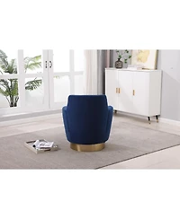 Velvet Swivel Barrel Chair, Swivel Accent Chairs Armchair for Living Room, Reading Chairs for Bedroom Comfy, Round Barrel Chairs with Gold Stainless S