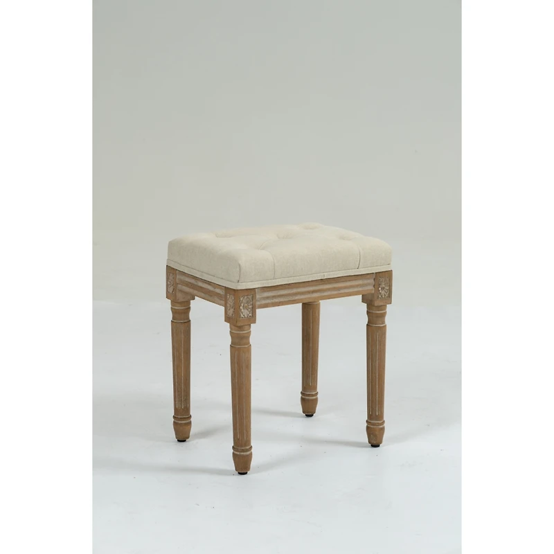 Streamdale Rustic Square Ottoman Vanity Bench