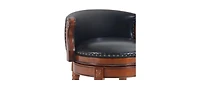Streamdale Furniture Seat height 26" Cow top Leather Wooden Bar Stools, 360 Degree Swivel Bar Height Chair with Backs for Home Kitchen Counter(bl
