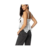 Edikted Womens Orchid Sheer Lace Top