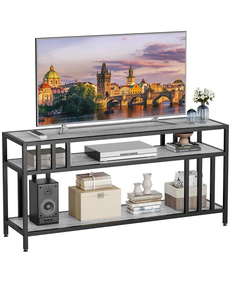 gaomon 65'' Tv Stand for Tv up to 65 Inches, Entertainment Center with Open Storage Shelves