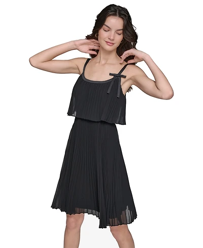 Karl Lagerfeld Paris Women's Chiffon Bow-Detail A-Line Dress