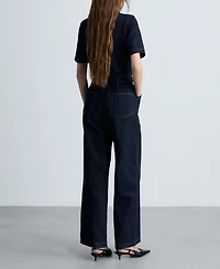 Mango Women's Belted Denim Jumpsuit