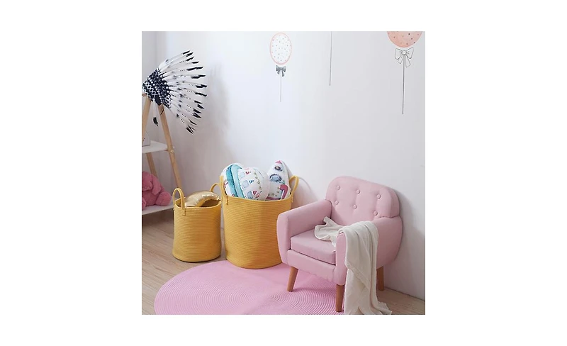 Large Decorative Cotton Rope Basket – Soft Woven Storage Bin for Nursery, Bedroom, or Laundry Room