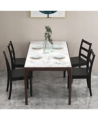 Sugift Set of 2 Wood Dining Chairs with Solid Rubber Wood Legs-Black