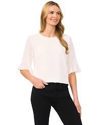CeCe Women's Ruffled-Cuff 3/4-Sleeve Crew Neck Top