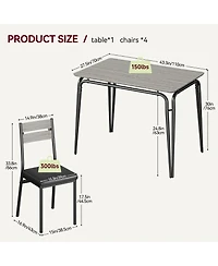 Dining Table for 4, Small Table and Chairs Set of 5, Dinette Set for 4, 5 Piece Kitchen & Dining Room Sets