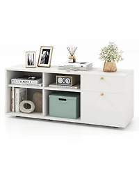 Sugift Storage Cabinet Tv Console Cabinet with 2 Drawers and 4 Cubes for Entryway