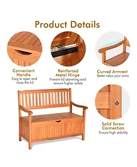 Sugift 33 Gallon Wooden Storage Bench with Liner for Patio Garden Porch
