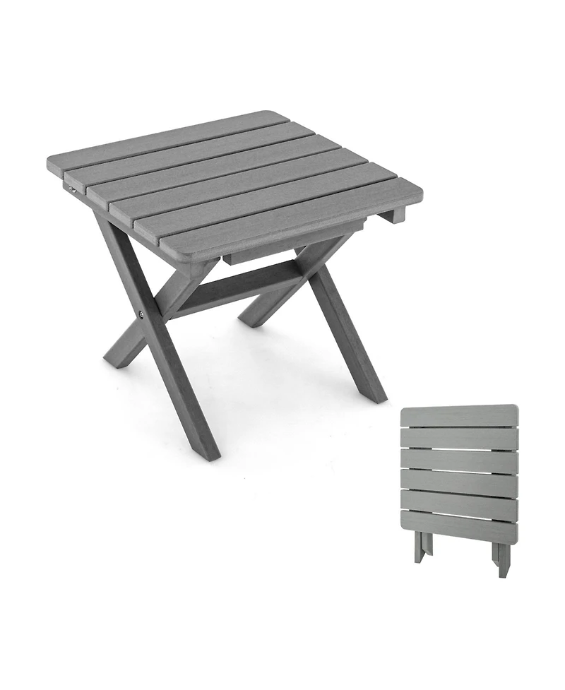 Sugift Outdoor Folding Side Table Foldable Weather-Resistant Hdpe Adirondack Table-Gray