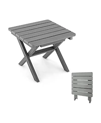Sugift Outdoor Folding Side Table Foldable Weather-Resistant Hdpe Adirondack Table-Gray