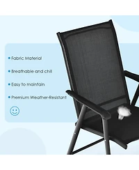 Sugift Set of 2 Outdoor Patio Folding Chair with Ergonomic Armrests-Black
