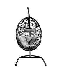 Sugift Hanging Cushioned Hammock Chair with Stand -Gray