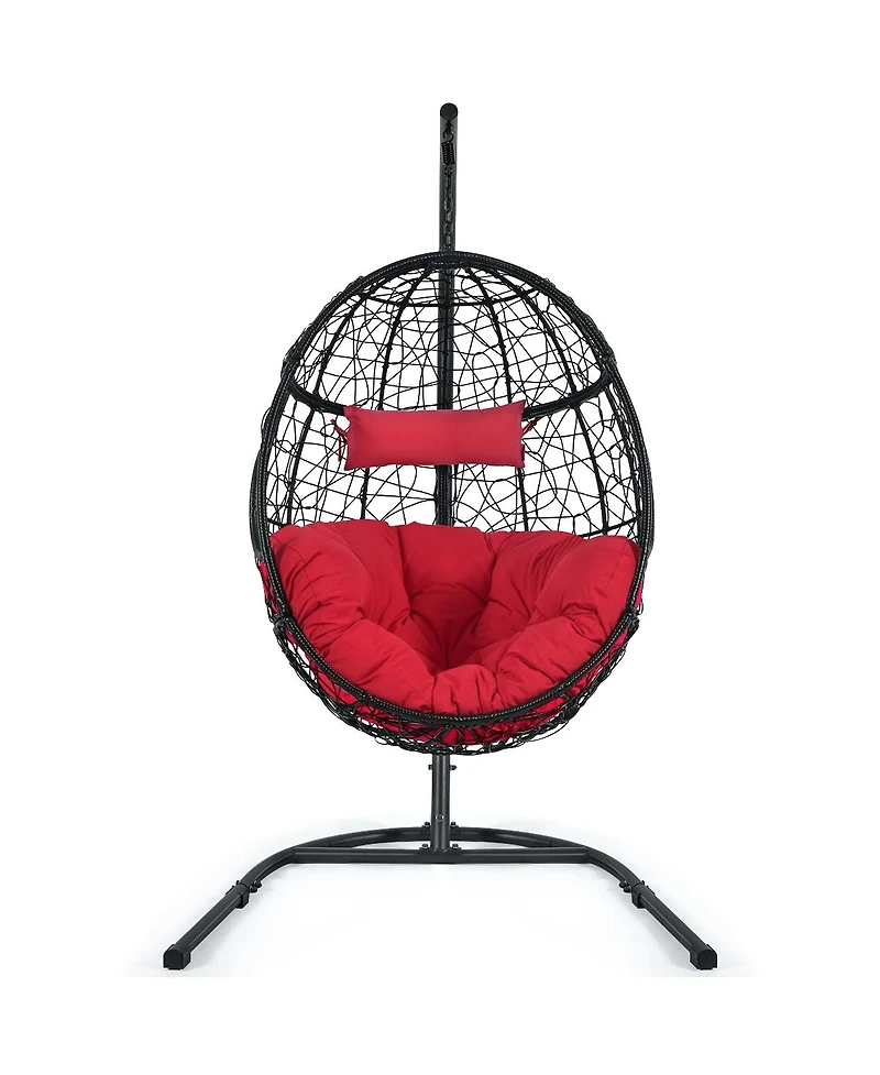 Sugift Hanging Cushioned Hammock Chair with Stand-Red