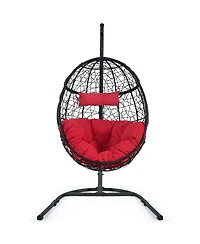 Sugift Hanging Cushioned Hammock Chair with Stand-Red