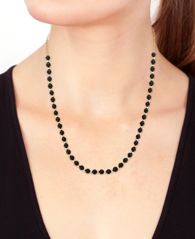Effy Onyx & Polished Bead Collar Necklace in 14k Gold, 18" +1" extender