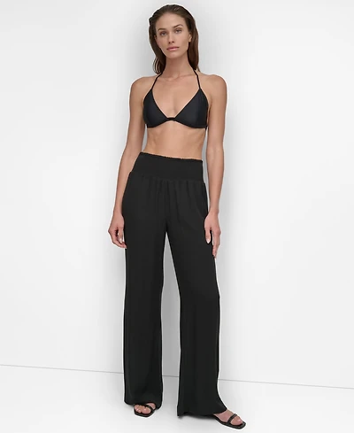 Dkny Women's Smocked-Waist Cover-Up Pull-On Pants