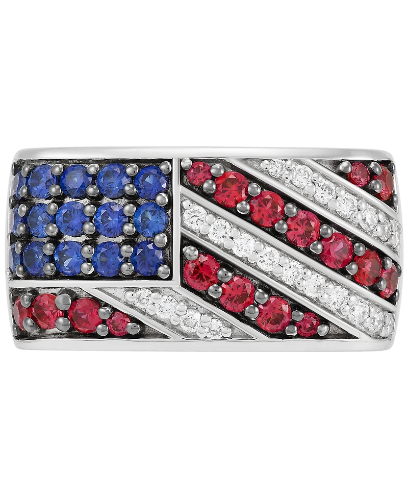 Grown With Love Lab Multi-Gemstone (2 ct. t.w.) Flag Ring Sterling Silver