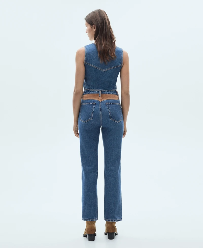 Mango Women's Contrast Details Bannack Jeans