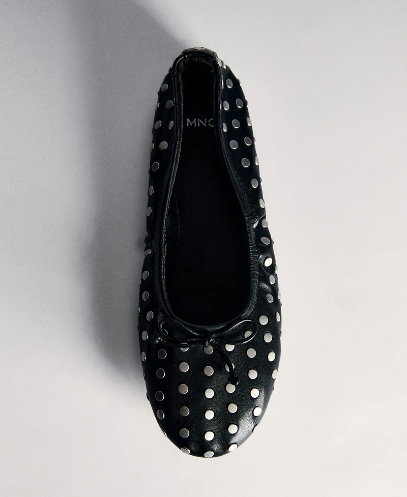 Mango Women's Studded Bow Ballerina Shoes