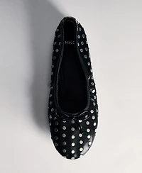 Mango Women's Studded Bow Ballerina Shoes