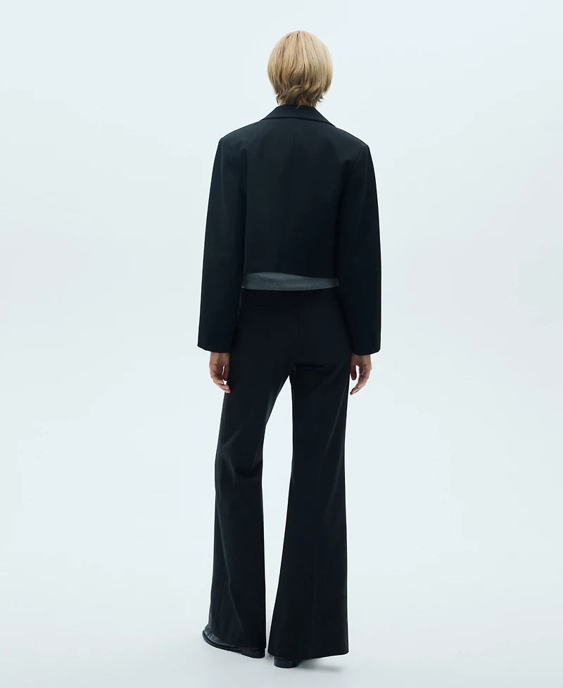 Mango Women's Mid-Rise Flared Trousers