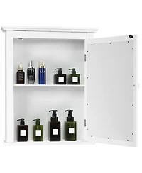 Sugift Bathroom Mirror Cabinet Wall Mounted Adjustable Shelf Medicine Storage-White