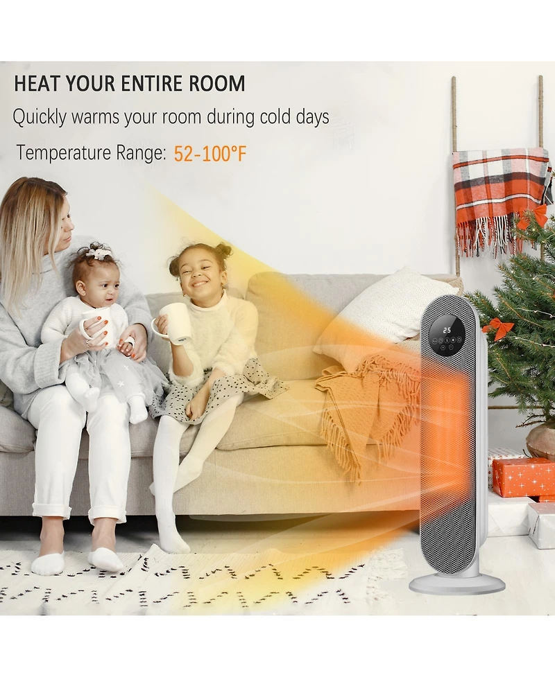 Sugift 1500W Portable Oscillating Electric Space Heater for Indoor Use with Remote Control