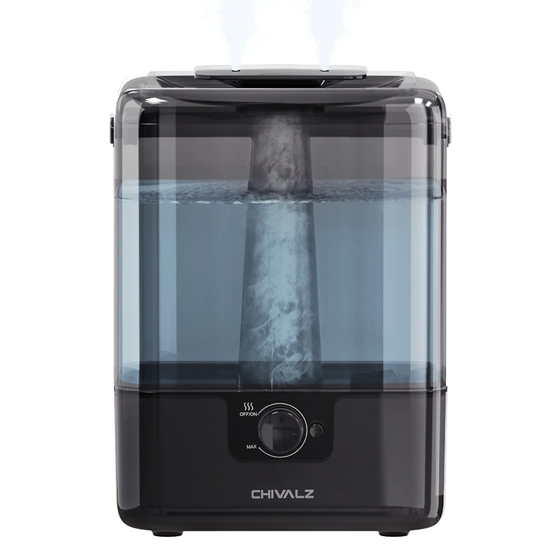 6L Cold Mist Humidifier with Oil Diffuser and Double Mist Outlets - Black