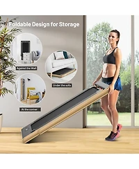 Hongge 2-in-1 Electric Motorized Health and Fitness Folding Treadmill with Dual Display and Speaker-Yellow