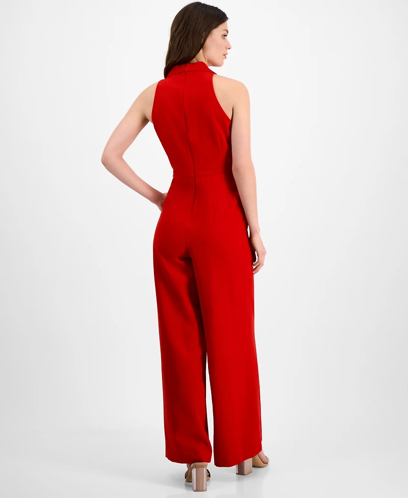 julia jordan Women's Notched-Collar Jumpsuit