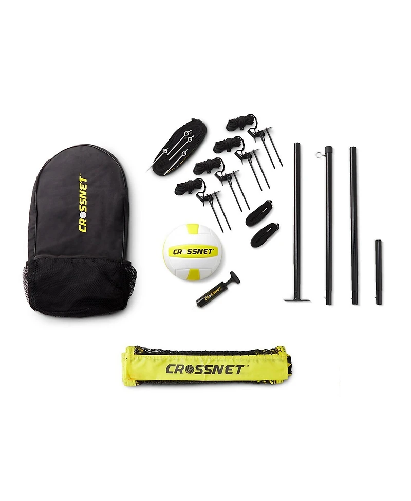 Crossnet Four Square Volleyball Net and Game Set with Carrying Backpack & Ball